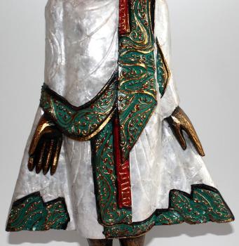 Preview: Holzbuddha stehend mit Perlmutt 80 cm