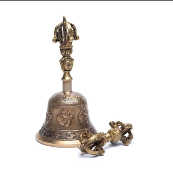 Glocke mit Ganesha und Om 8 x 15,7 cm mit Dorje