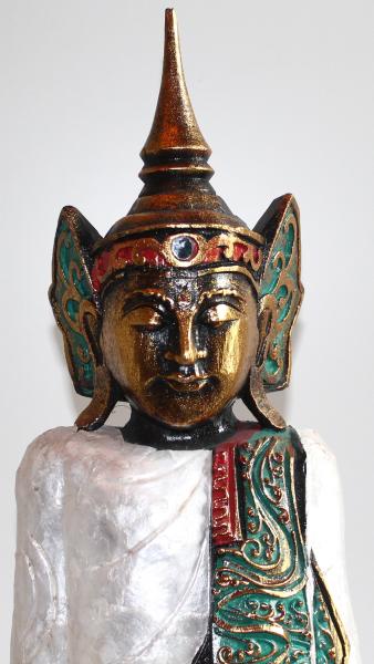 Holzbuddha stehend mit Perlmutt 80 cm